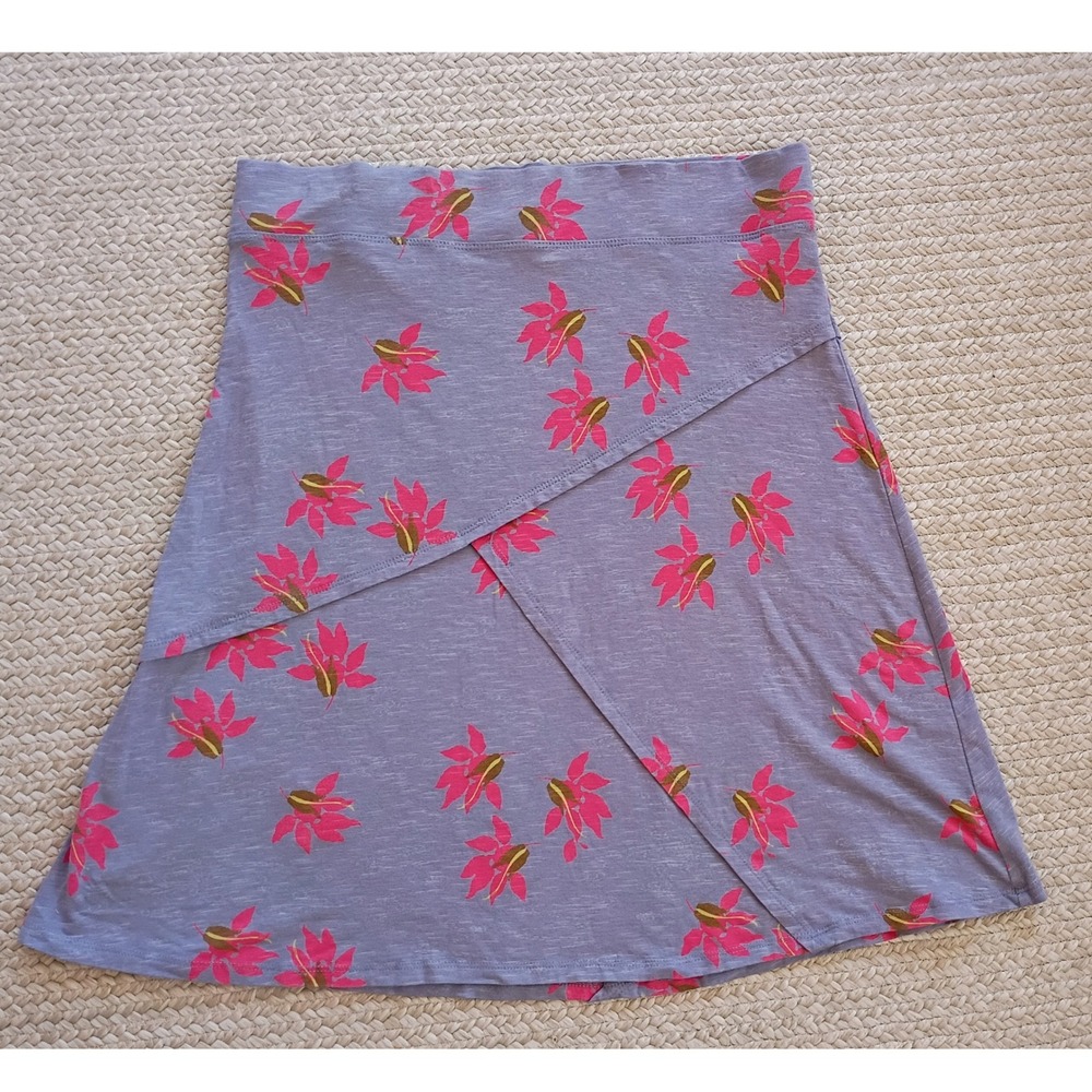 Horny Toad Women Heather Gray Pink Floral Organic Cotton Skirt Medium